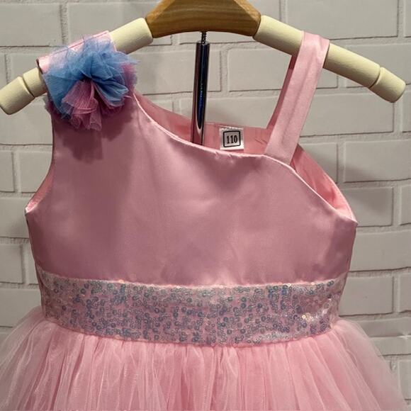 Elegant Princess Pink Party Dress Size 120 US 4T-5T Tulle Bow Sequin Dress - Picture 7 of 14